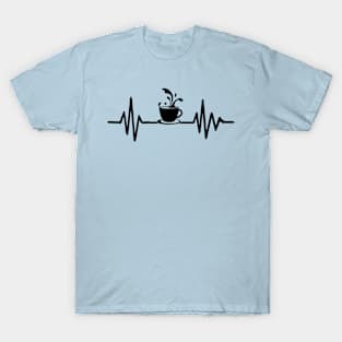 Coffee cup heart beat line T-Shirt